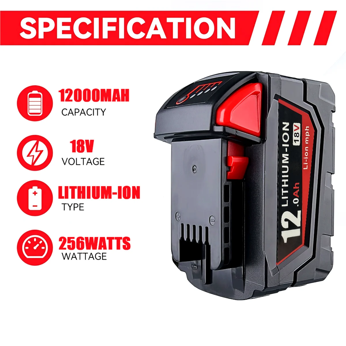 

6.0Ah For Milwaukee M18 Battery 18V 12.0Ah Replacement Lithium Battery for Milwaukee M18 48-11-1815 48-11-1850 2604-22 Battery