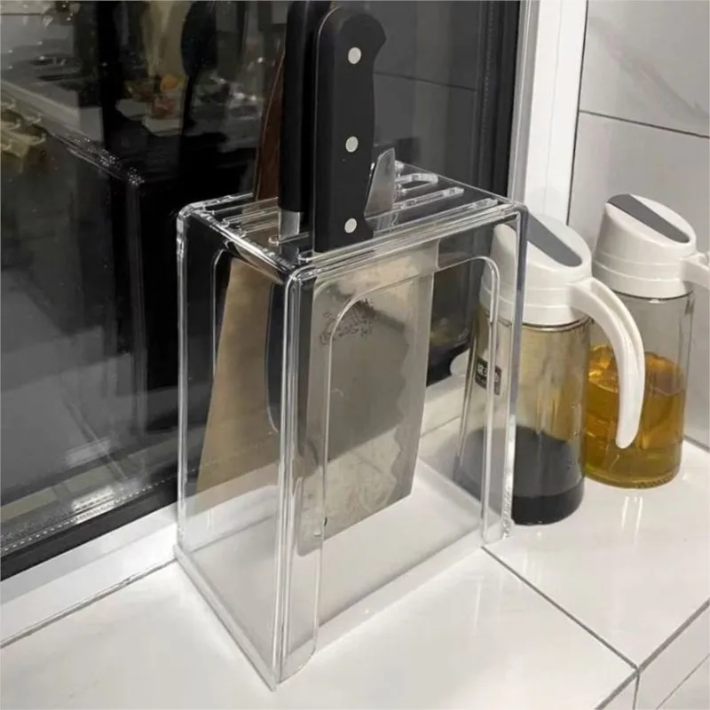 Anti Mold Knife Holder Knife Storage Rack Holder Kitchen Knives Draining Water Kitchen Transparent Acrylic Storage Rack ZI236