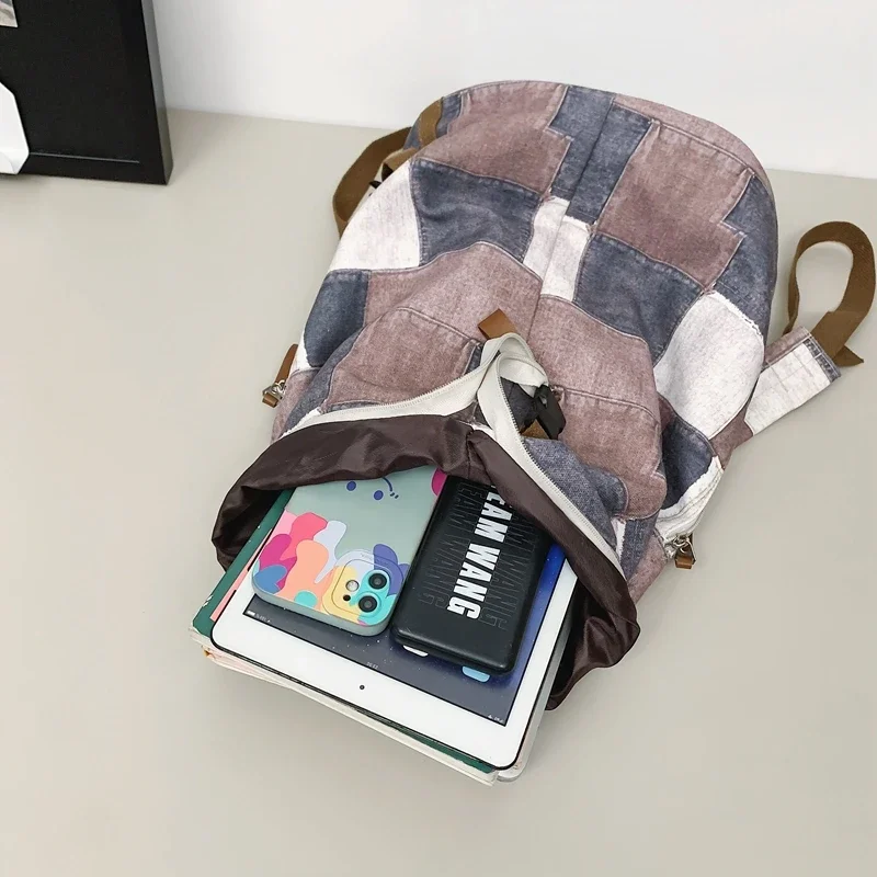 Fashion Backpack Men Women Patchwork Travel Viral Backpack Small School Bag Unisex Youth School Back Pack for Ipad Chest Bag