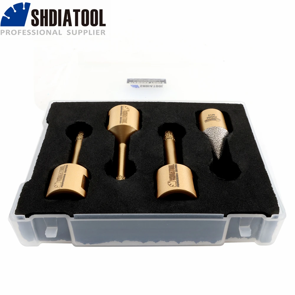 SHDIATOOL 4pcs/Box 6/6/8mm Dry Diamond Core Drill Bits 20mm Chamfer M14 Porcelain Tile Granite Marble Ceramic Hole Saw Opener