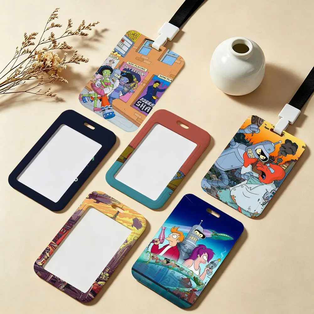 Suporte para crachá engraçado F-Futurama com estojo para cartões de identificação e credenciais para escritório e escola
