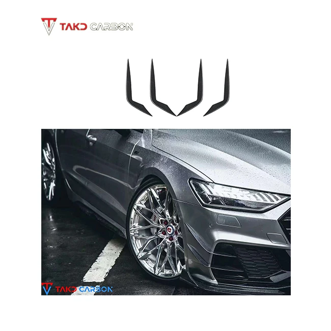 Perfect Fitment Aerodynamic universal rear spoilers Dry Carbon Fiber Bumper Canards For AUDI A7 S7 C8