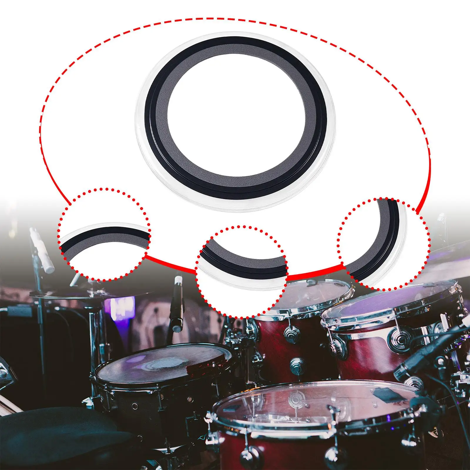 

Drum Head Accessories Protector Replacement DIY Percussion Parts Enhances Sound and Resonant Drum Damper Muffler Ring