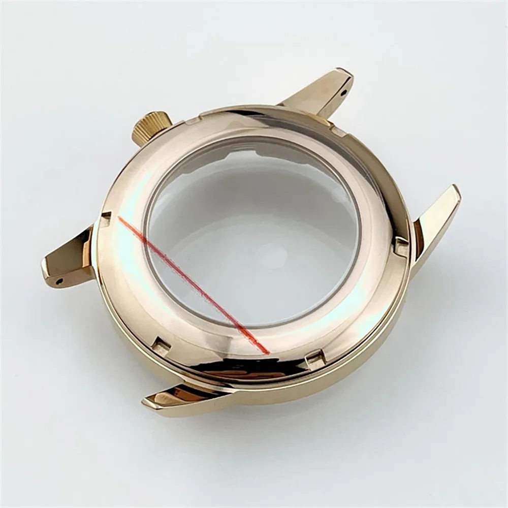 Silver/Rose Watch Case 39.5mm Arched Glass Transparent Bottom 316L Stainless Steel Case for NH35/NH36/4R35A/4R36A Movement