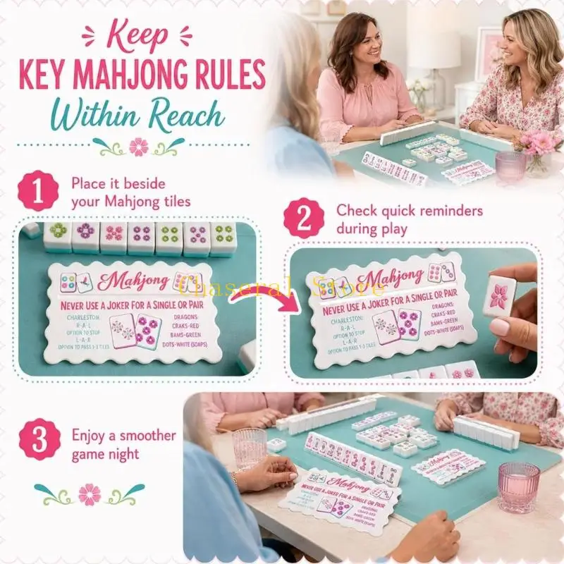 E7CE Club Table Mahjong Helper Cards Acrylic 4 Piece Rule Reference Set with Visible Dragon Soap Notes for American Mahjong Use