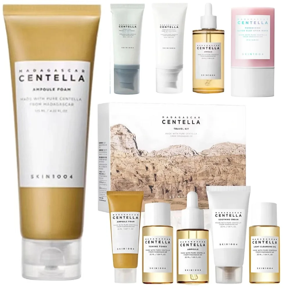 CENTELLA coreano cuidado de la piel crema blanqueadora Facial tóner aceite limpiador conjunto 5 uds portátil hierba de nieve juego de viaje cuidado de la piel