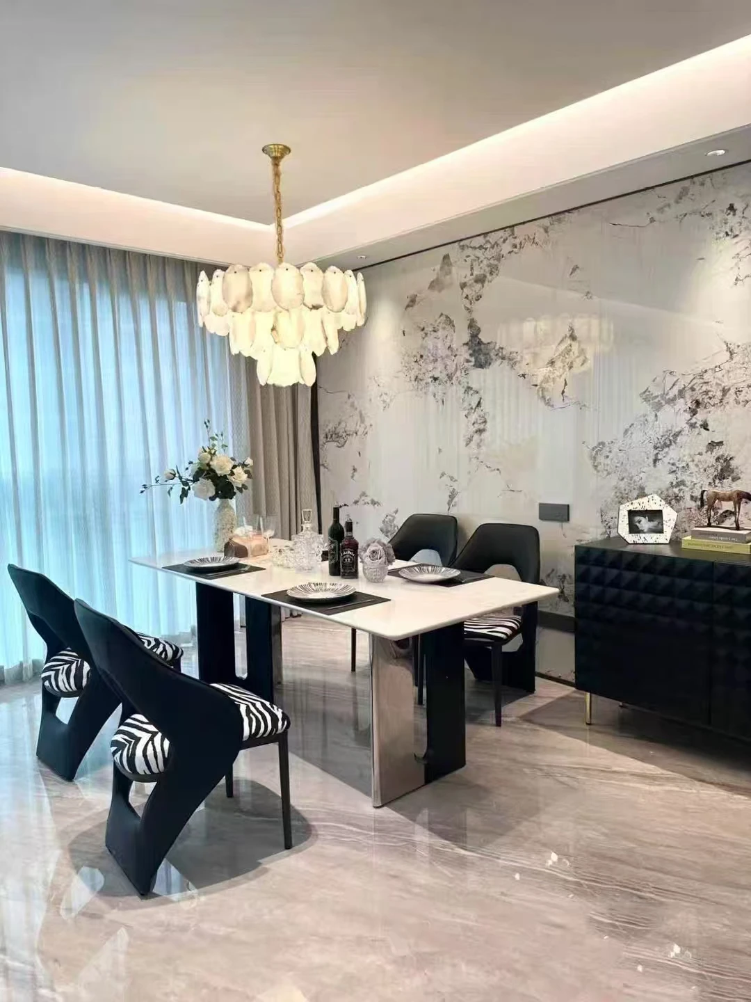 Natural Marble Luxury Chandelier Lighting For Living Room ModernGold Hanging Fixture LED Restaurant Bedroom Lamp