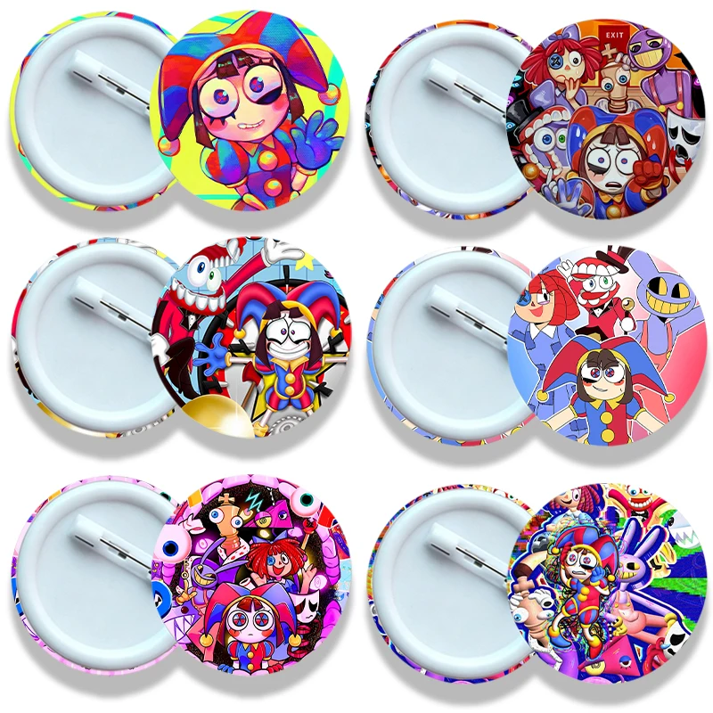 The Amazing Digital Circus 58mm Round Badge for Backpack Clothing Anime Cartoon Fashion Badges Students Decorative Badge Gifts