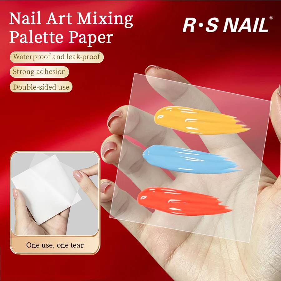 RS Papier de mélange transparent pour nail art, feuille de palette de couleurs jetable pour vernis à ongles et gel, 1/2/5 sachets, outils de mélange de pigments pour peinture DIY
