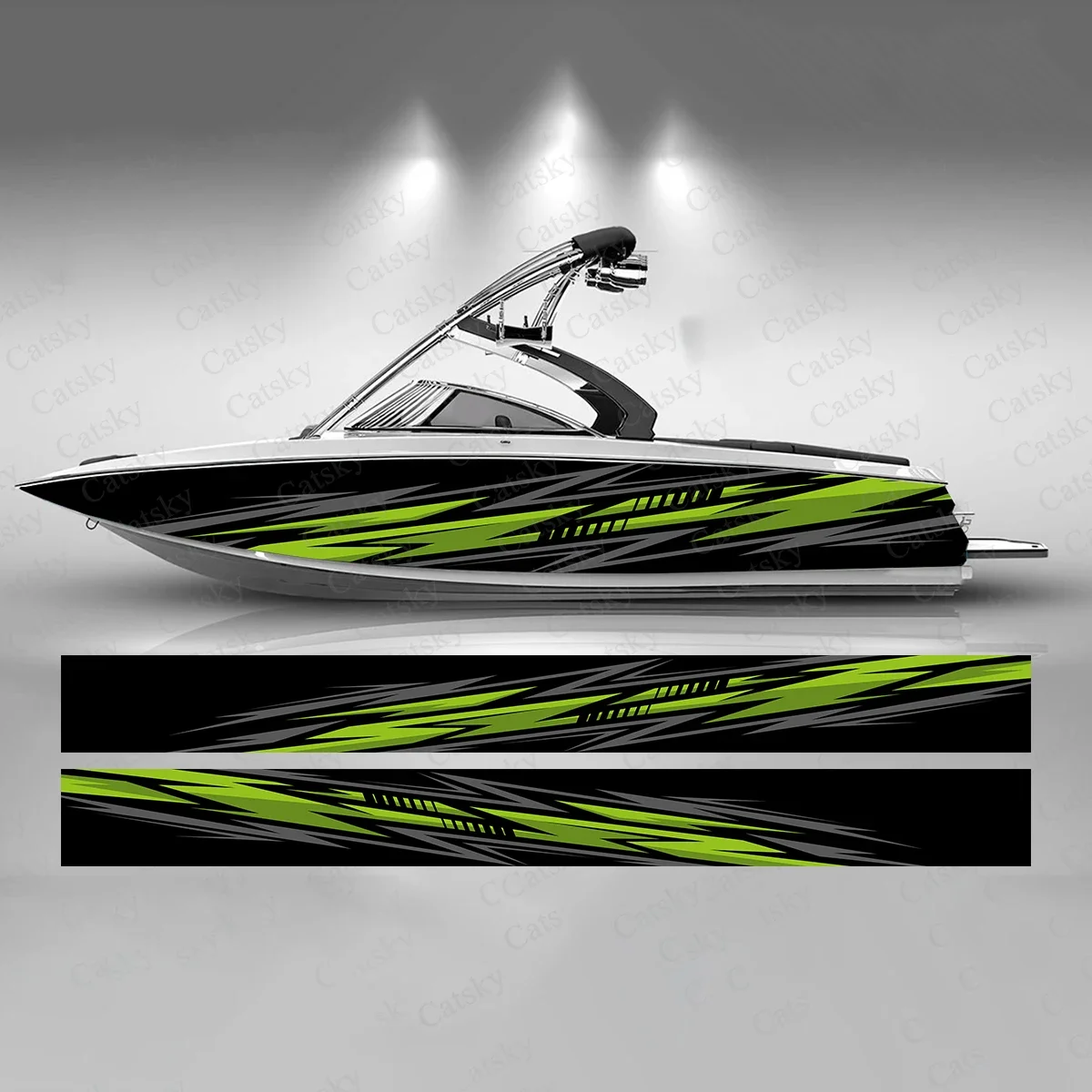 Colorful Gradient Stripes Interleave Sharp Line Boat Sticker Vinyl Ship Pontoon Deck Boat Fishing Decorative Pontoon Boats Decal