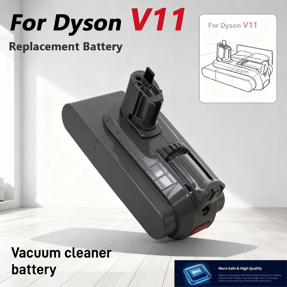 Replacement Battery for Dyson V11 Fluffy/Motorhead - 6000mAh Fits SV14/SV17/SV15 Stick/Handhold Cordless Vacuum
