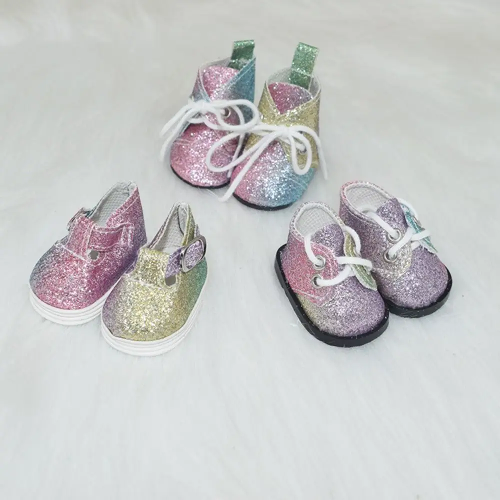 Mode Pop Glanzende Schoenen Nieuw Diy Vrijetijdskleding Roze Leren Schoenen Poppen Schoenen 20Cm Katoenen Pop/1/12 Poppen