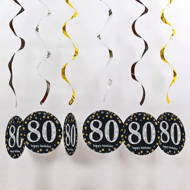 6 stks PVC 18 21 30 40 50 Jaar Oude Spiraal Gelukkige Verjaardag Swirl Opknoping Ornamenten Party Achtergrond Layout Decor levert
