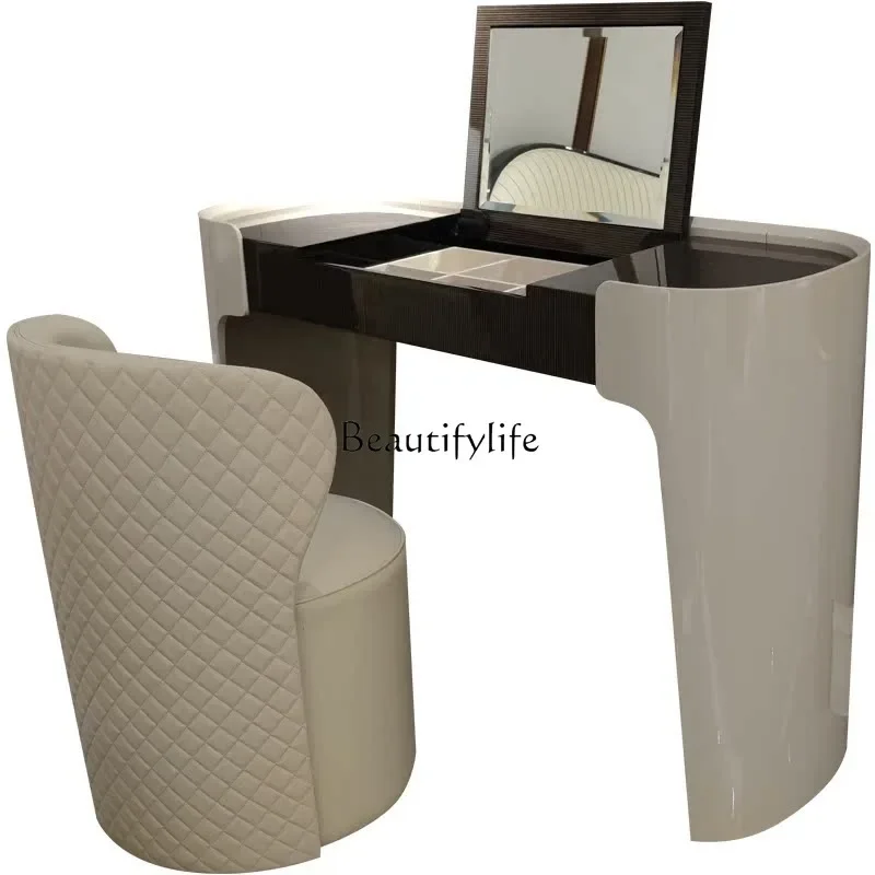 

Italian light luxury solid wood dresser, bedroom small flip dressing table