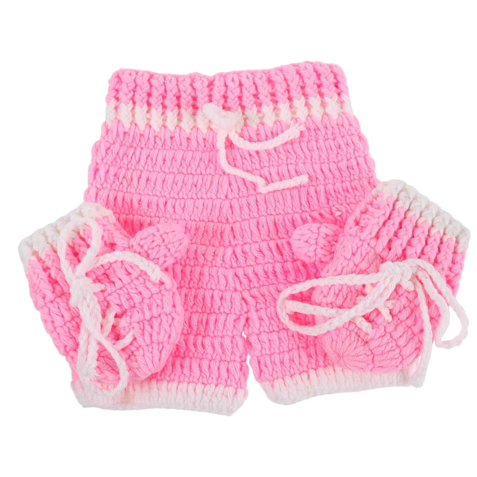 1Set Newborn Boxing Outfit Pants Gloves Set Crochet Knitted Soft Baby Photography Prop Costume for 0-3 Months Infant Photo