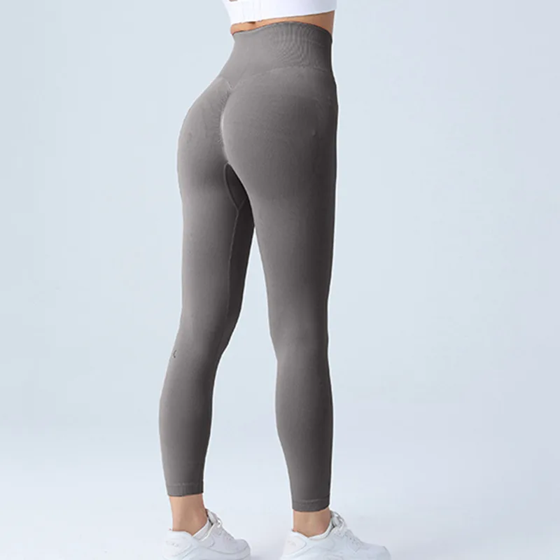 Pantaloni da yoga da donna Senza cuciture Fitness Glutei color pesca Abbigliamento sportivo Push up elastici sui fianchi, Squat, Leggings, Pantaloni