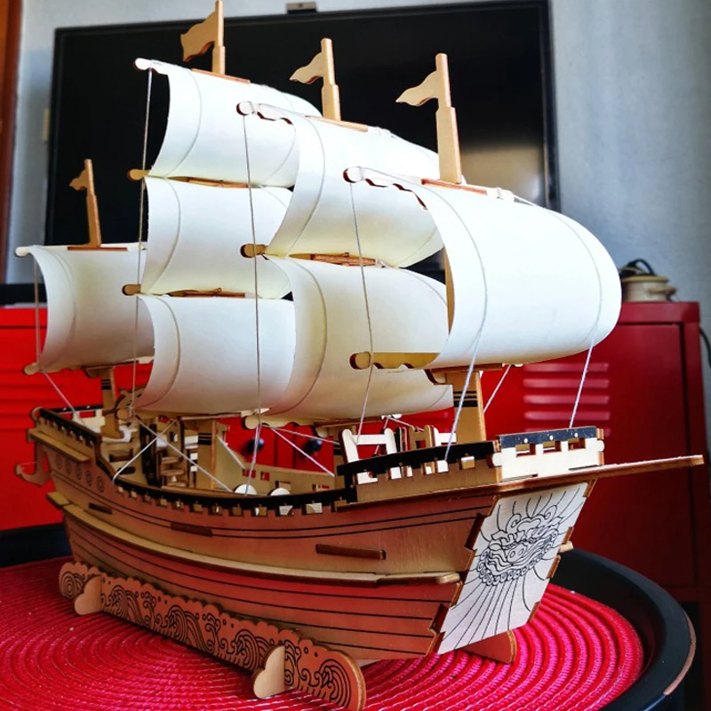 

3D Wooden Ship Puzzles HMS Victory Vessel British Classic Sailboat Model Kits DIY Boat Educational Toys For Children Kids Block