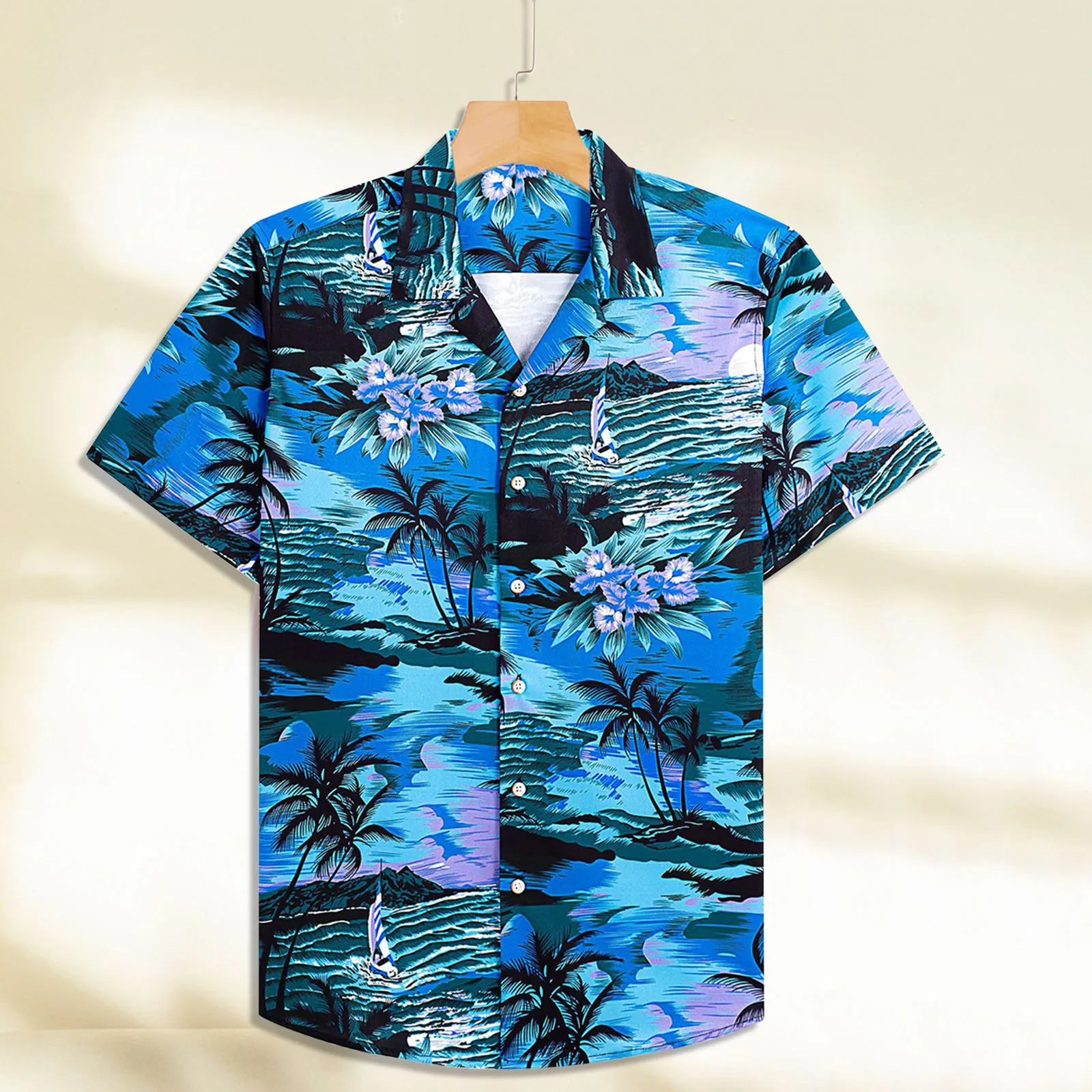 Metallic Blouse Men\'S Coconut Sunset Beach Holiday Shirt Short Sleeve Cuffs Button Port Floral Shirt Cotton Long Sleeve T Shirts