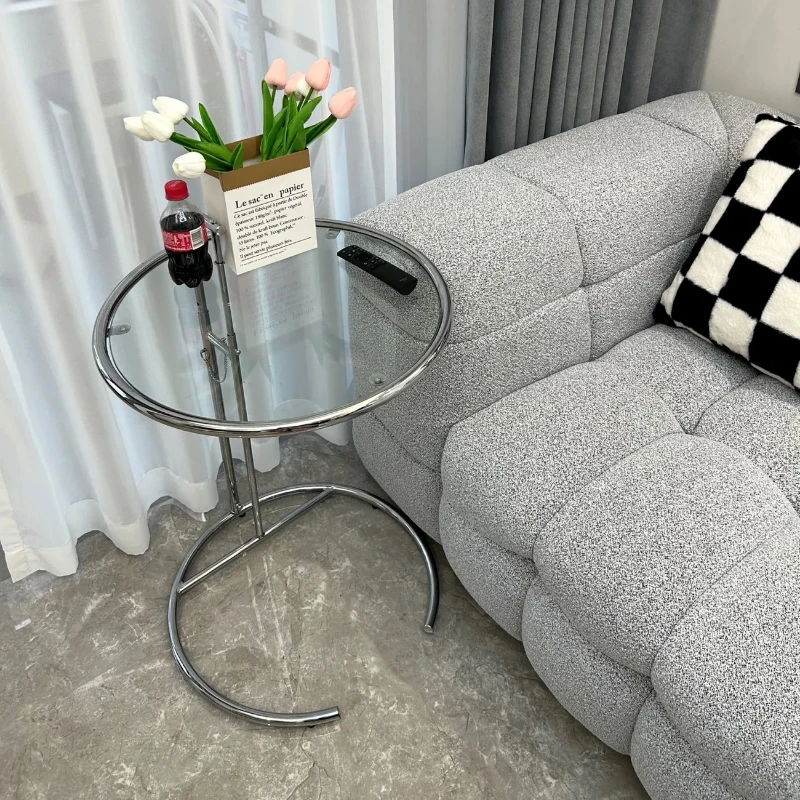 

Металлический Журнальный Столик из Железа и Стекла, Креативный Простой Домашний Прозрачный Подъемный Столик, Придиванный Столик, Скандинавский Дизайнерский Столик в Форме С, C-образный Стол
