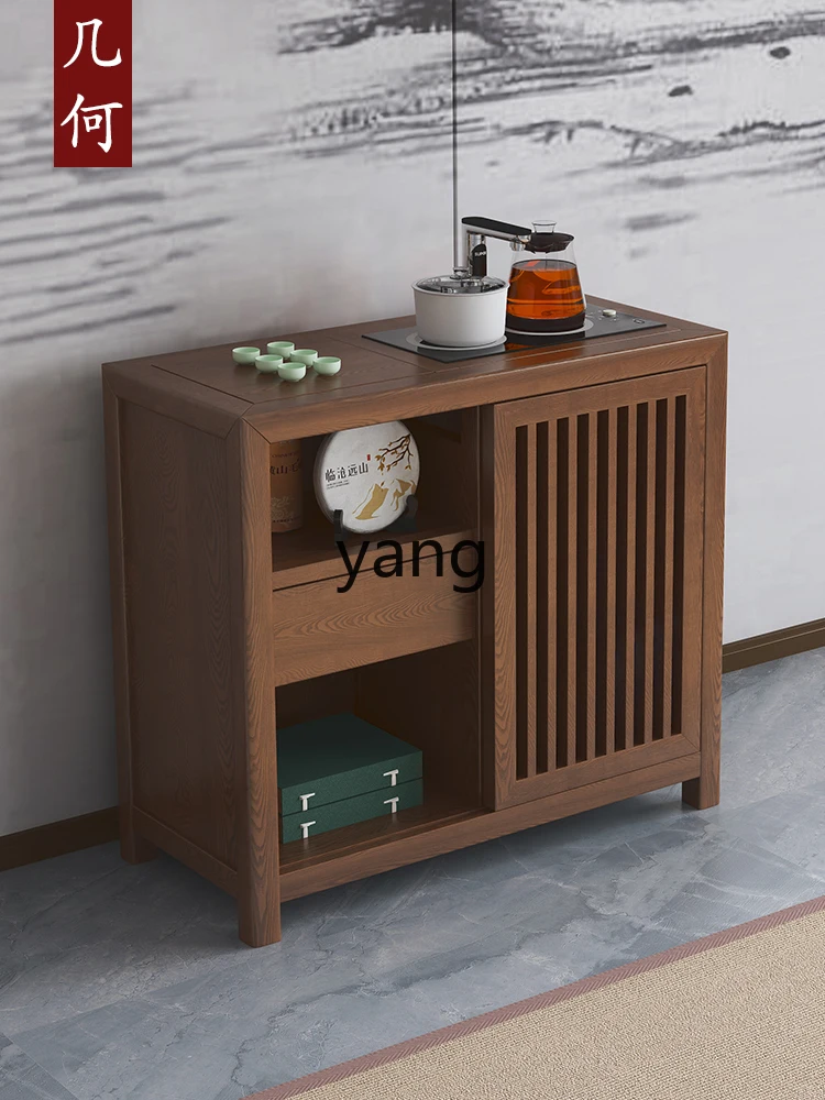 L'm'm New Chinese Style Ash Walnut Color Tea Cabinet Simple Multi-Function Induction Cooker Tea Cabinet