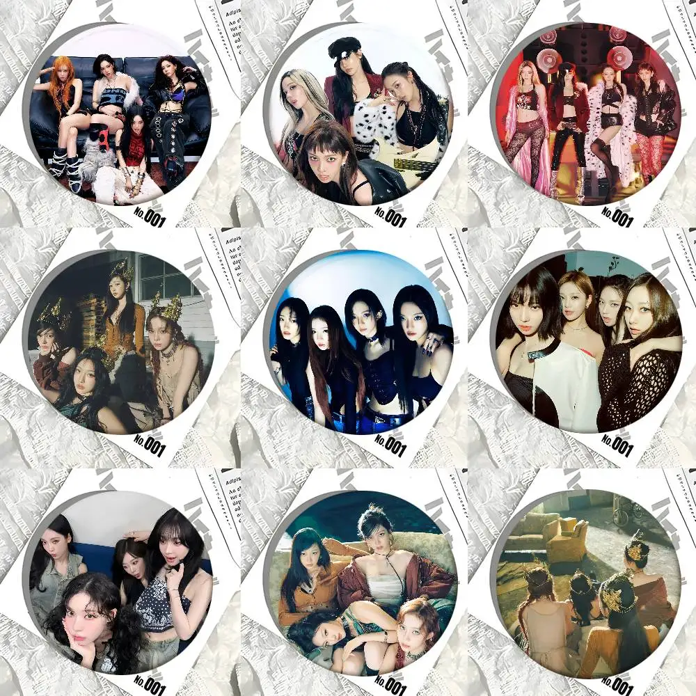 Korean Group K-POP A-Aespa Badges Round Badge Tinplate Coin Brooch Clothing Backpack Accessories Lapel Pin