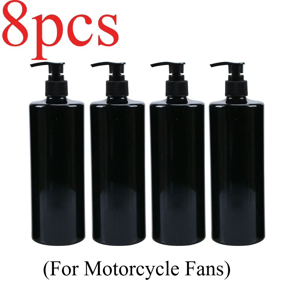 Refillable 500ml Empty Lotion Pump Bottles Gel Soap Dispenser Shampoo Black Flat Shoulder Pressing Lotion (For Motorcycle Fans）