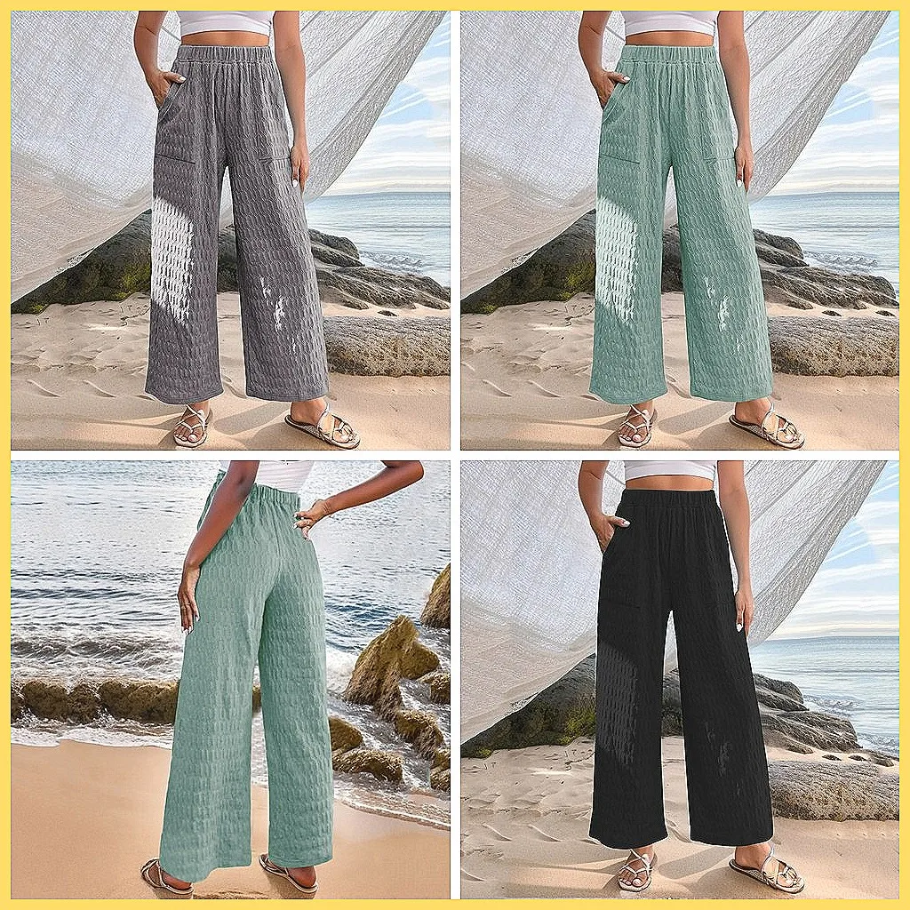 

Vintage Checked Wide Leg Pants for Women, High Waist Office Trousers & Casual Oversize Grid Pant