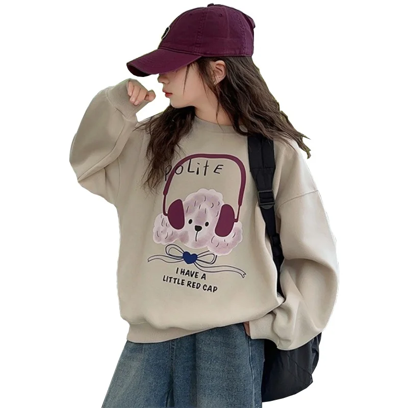 

Girls Sweatshirt Windbreaker Coat Kid Fashion Cartoon Printing Outerwear 4-14 Year Old Children New Jacket Sports Casual Clothes