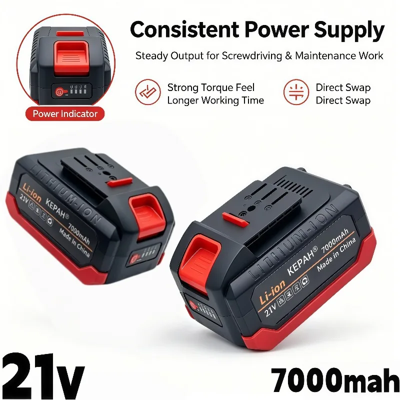 5S2P 21V 7000mAh Rechargeable Lithium‑ion Battery Pack Lpega Replacement Battery Fit for Cordless Electric Screwdriver