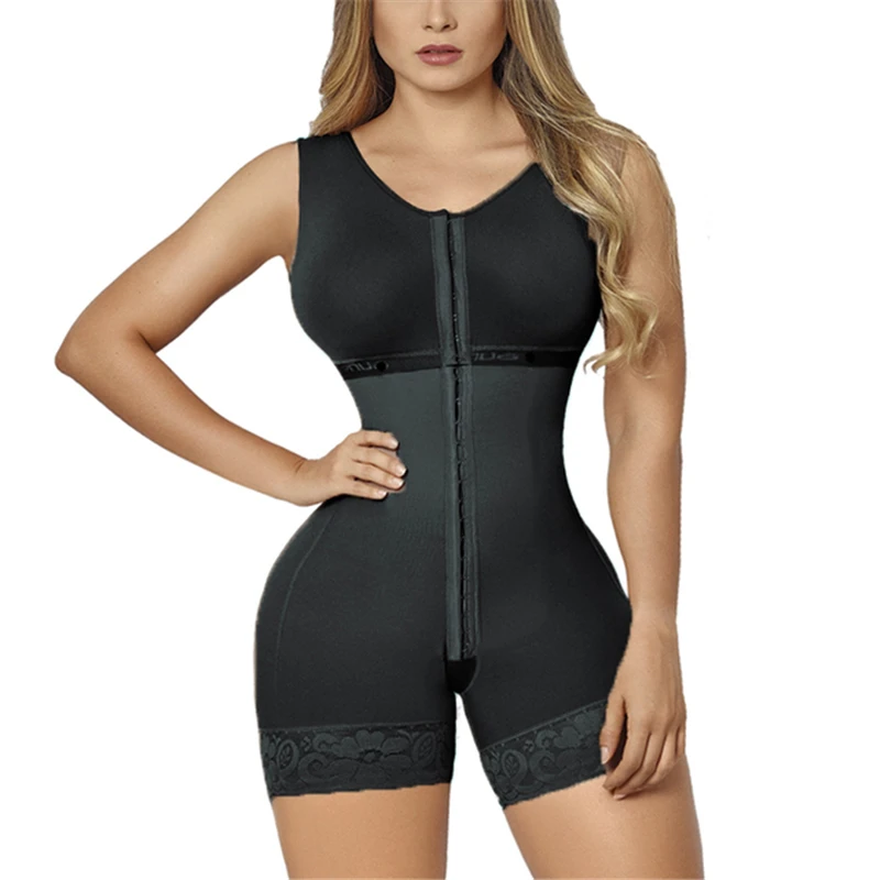 Corset Femme Sleeveless Short Breasted Body Shaper Firm Control High-Thight Shapewear for Women Eye N Hook Fat Burner