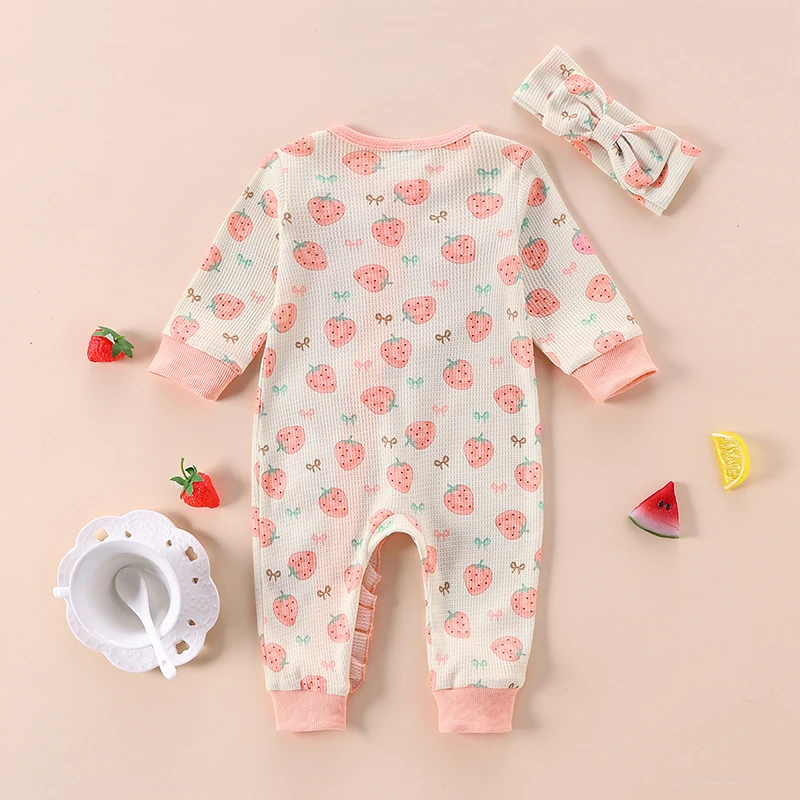 Baby Body suits Plaid/Bogen druck gekräuselt Reiß verschluss Langarm Herbst Stram pler Stirnband Outfits