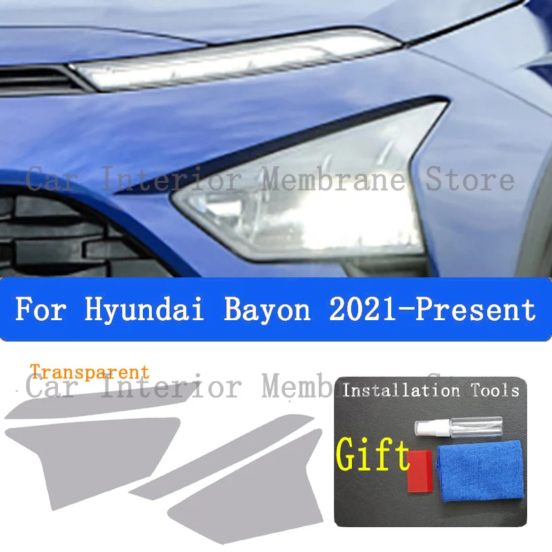 Cubierta de película protectora de TPU para faro delantero de coche, pegatina antiarañazos para Hyundai Bayon 2021, accesorios de reparación