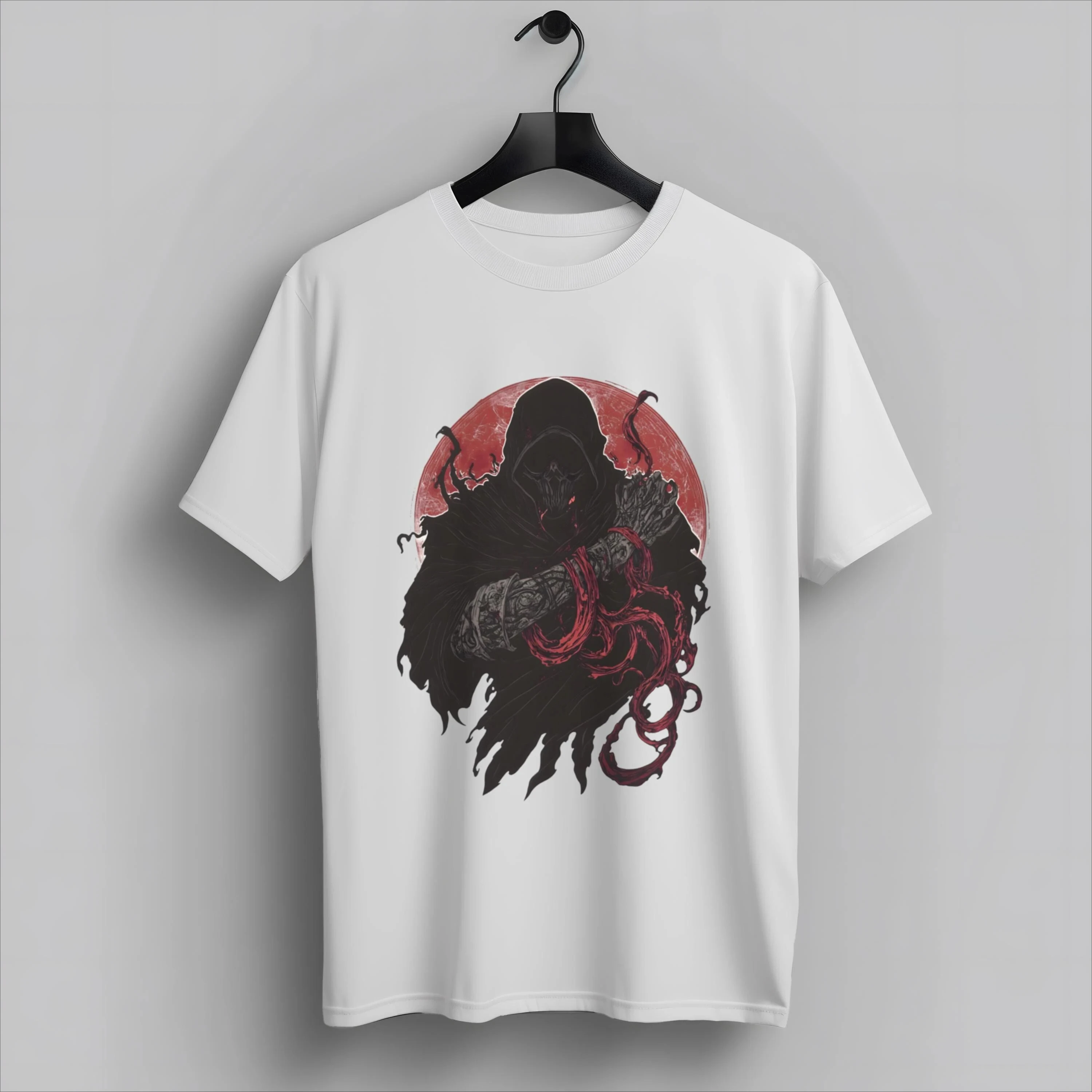Summer Men's Cotton Gothic Japanese Skeleton Assassin Print Comfortable Breathable Street Hip Hop Daily Sport Men's Short Sleeve