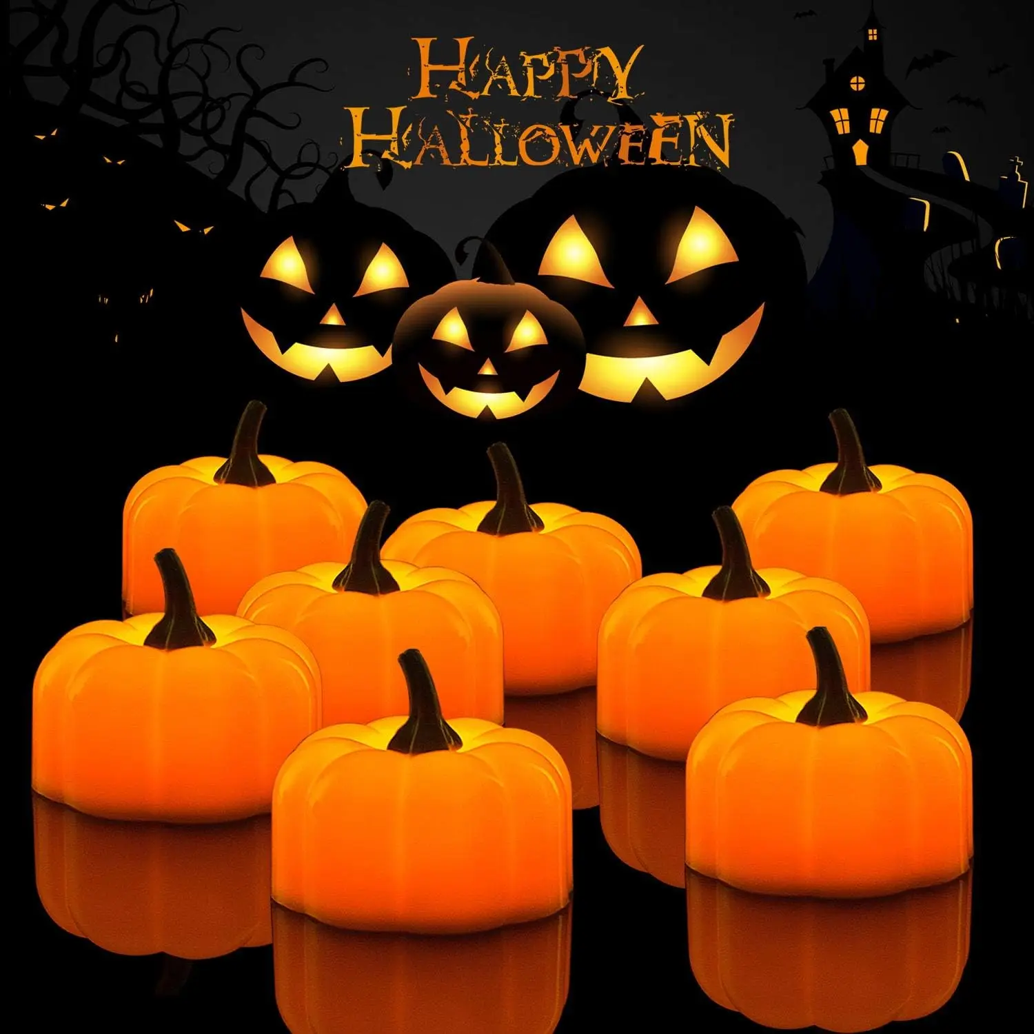 

12-24PCS LED Pumpkin Lights Pumpkin Tea Lights Halloween Pumpkins Battery Operated Light Up Lanterns for Halloween Thanksgiving