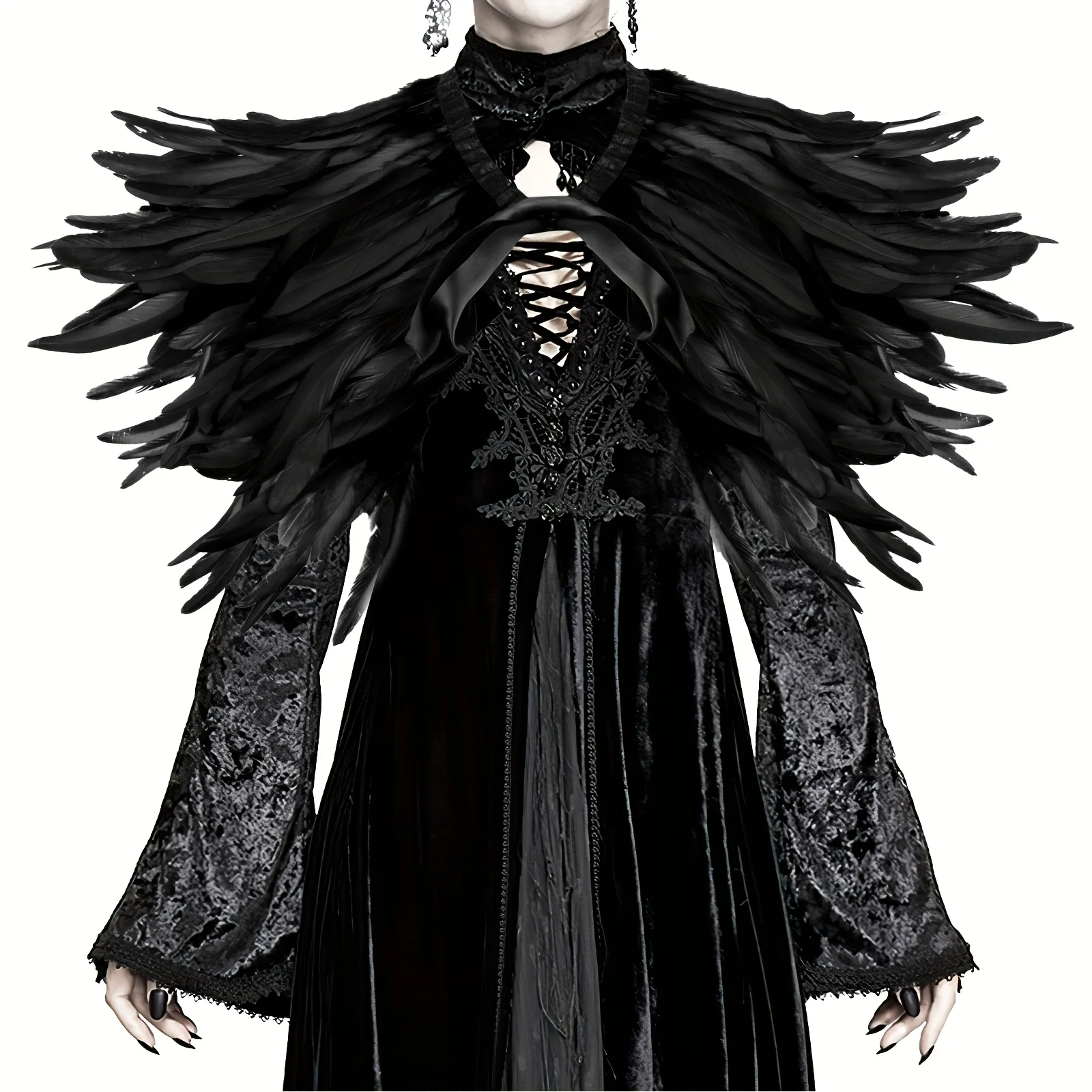 Ladies' Gothic Punk Artificial Feather Shawl Cloak - Elegant Feather Coat, Suitable for Halloween, Makeup Party