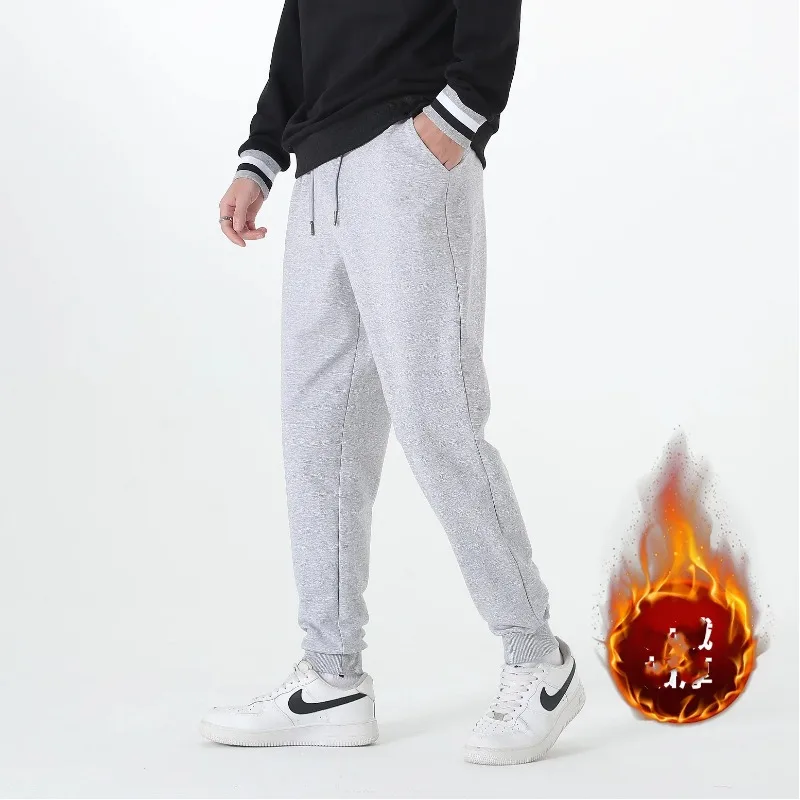 Autumn Winter Men's Elastic High Waist Solid Pocket Shirring Drawstring Bandage Casual Feet Harlan Trousers Fashion Loose Pants