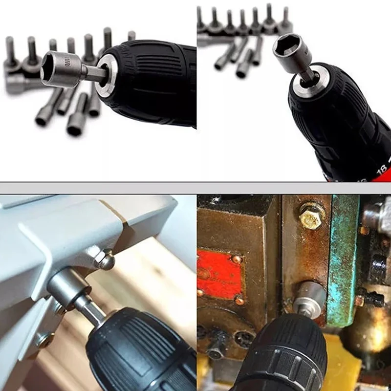 9PCS Powerful Socket Inner Hex Wrench 5-13mm Hexagonal Handle Screwdriver Socket Extension Rod Pneumatic Screwdriver Insert Tool