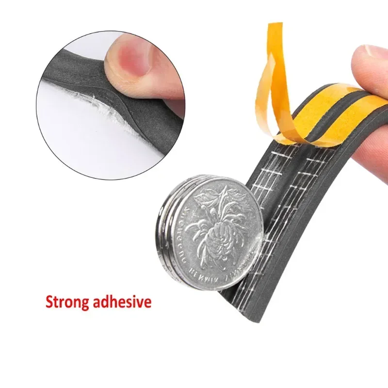 6M/roll Door Window Seal Strip Self-adhesive Acoustic Rubber Foam Weatherstrip Tape Insulation Windproof Rubber Sealing Strip