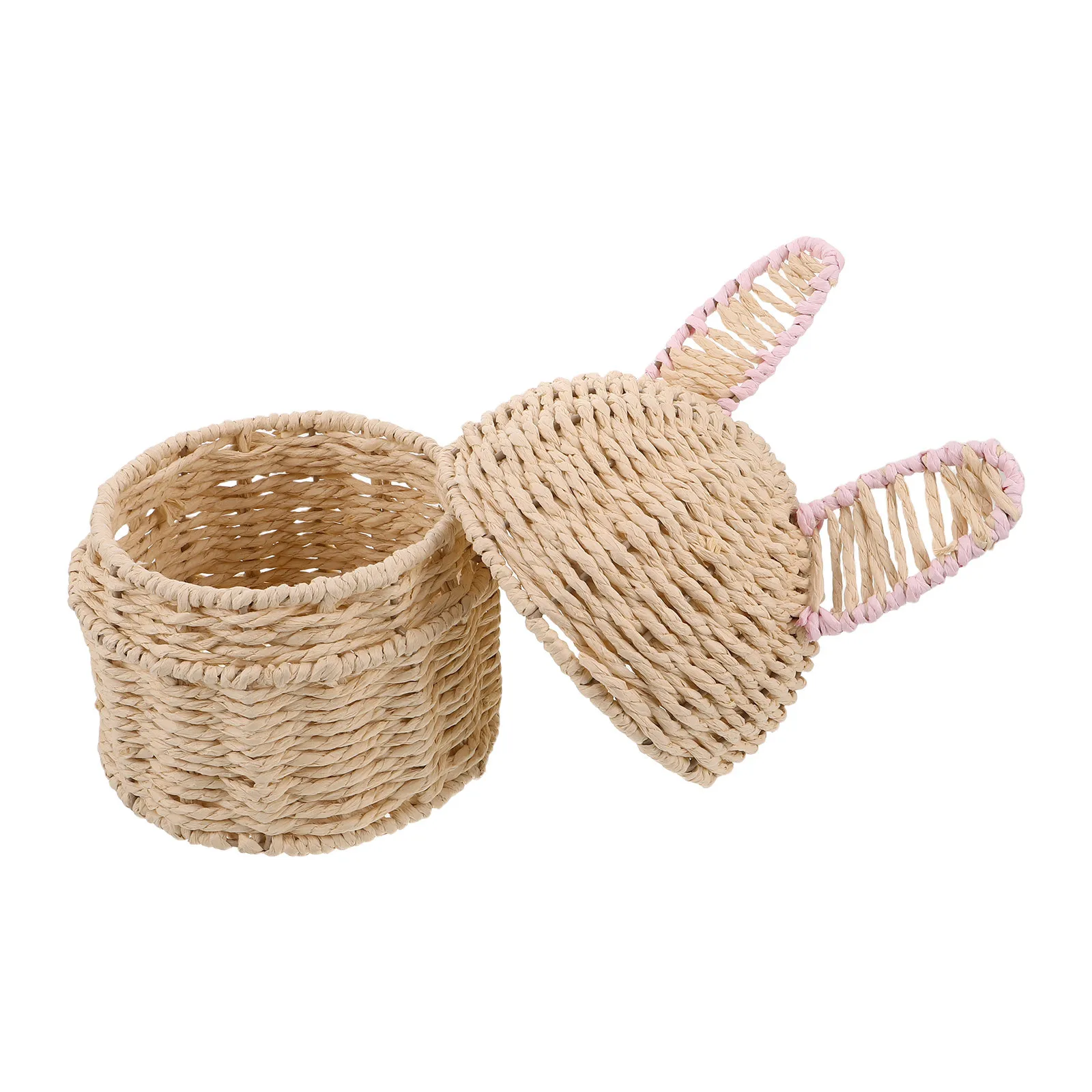 

Handmade Wicker Bunny Ear Easter Basket Rattan Storage Organizer Rustic Woven Bin Nursery Fruit Vegetable Snack Food Holder