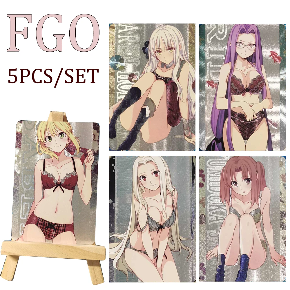 TYPE-MOON saber Aozaki Aoko Tohsaka Rin 5PCS/SET Refraction glitter collectible cards holiday gifts Fate Tsukihime FGO