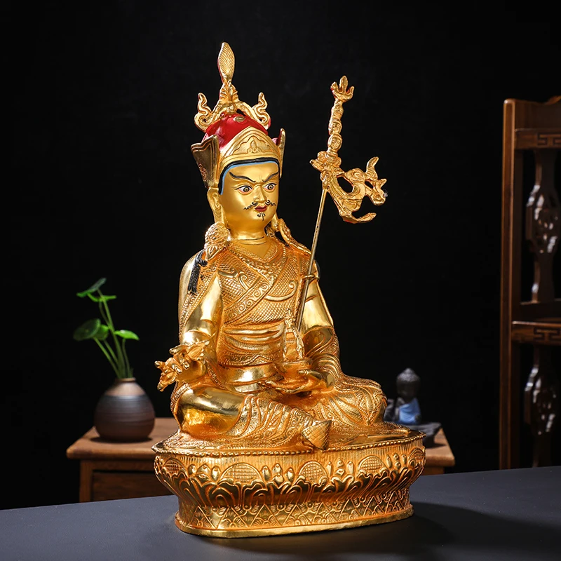 32cm large Gilding Buddha statue Asia Thailand Tibet temple bless safe healthy good luck Guru Padmasambhava Buddha statue