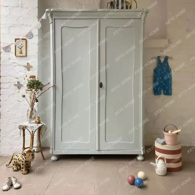 X Export Foreign Trade Bedroom High-end Creative Solid Wood Wardrobe French Engraved Retro Double Door Storage Wardr