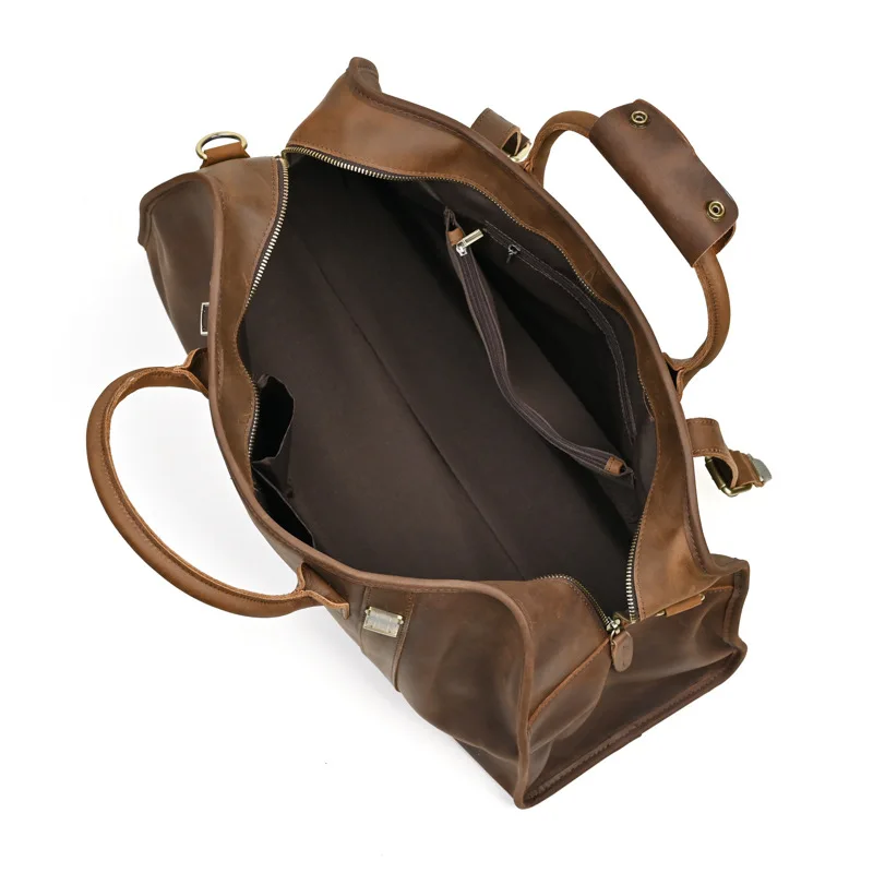 LD-1036 Men's bag, retro crazy horse leather travel bag, casual real cowhide single shoulder crossbody handbag