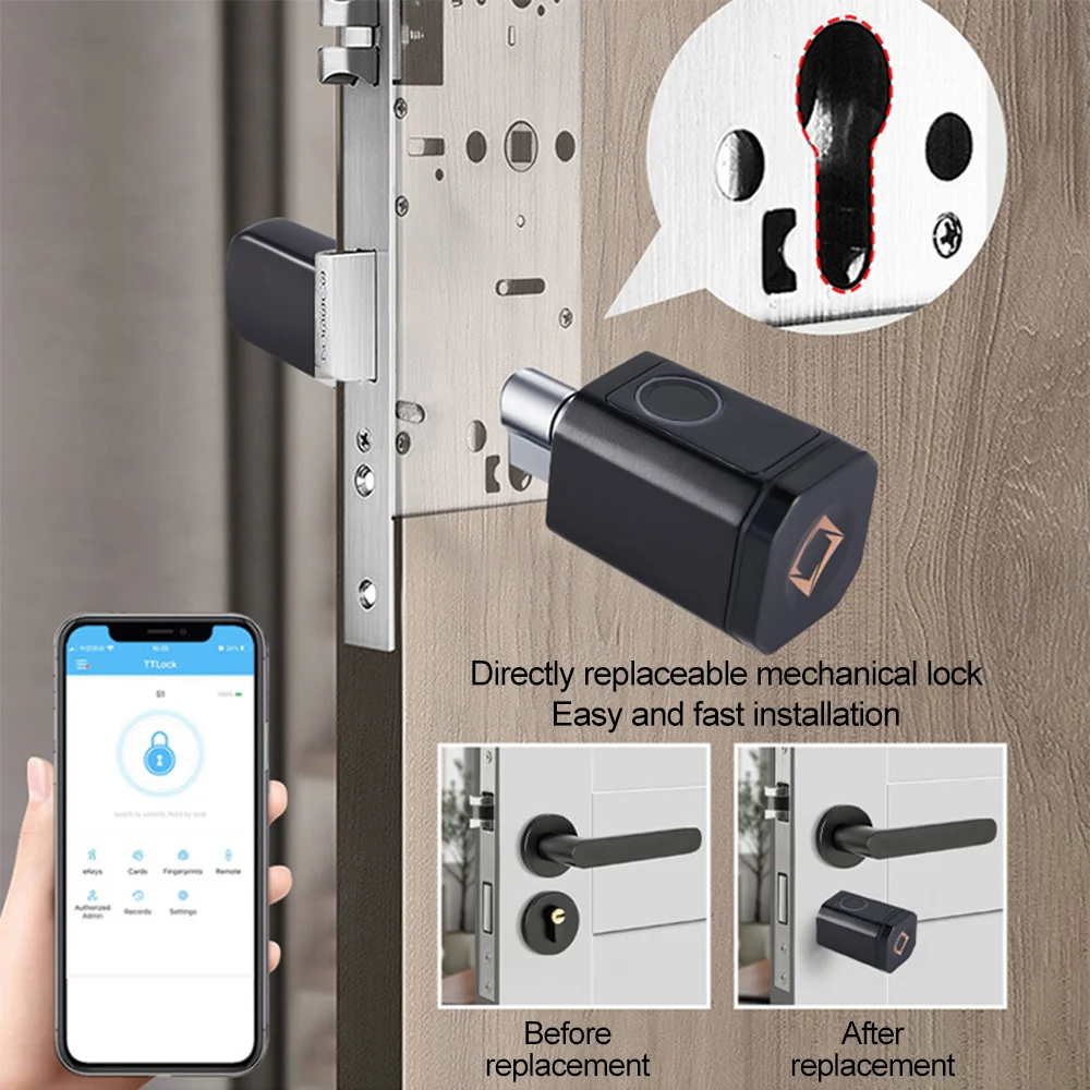 APSC Tuya Smart Fingerprint Recognition Lock Cylinder Keyless Entry Door Access Control System Mobile BLE APP Adjustable Length
