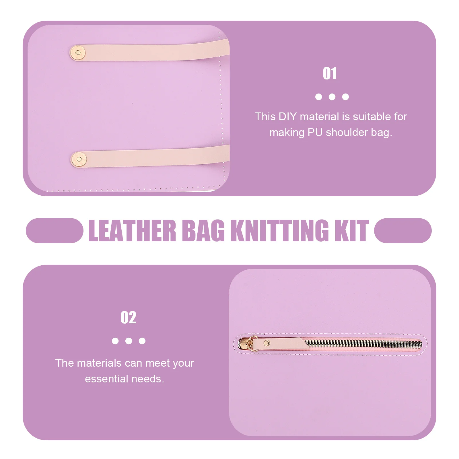 1 Juego de bolso DIY, Kit de tejer, bolso de hombro de PU, Material de fabricación, suministros para manualidades hechos a mano, regalo para amigas