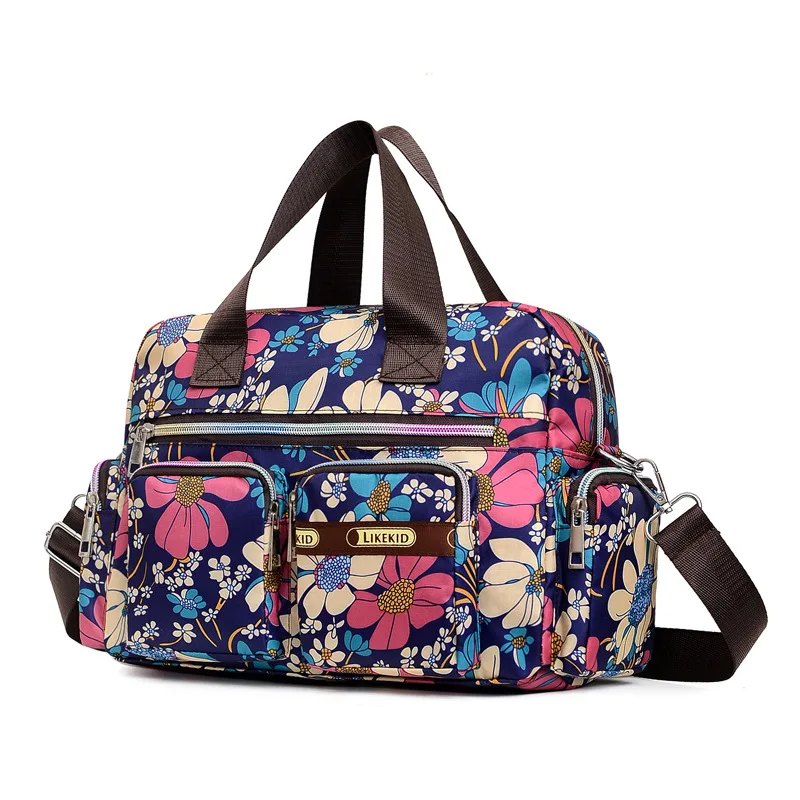 Ladies Messenger Bag Casual Handbag Shoulder Large Capacity Waterproof Tote Bag Flower Printed Bags Outdoor Picnic Bag For Women