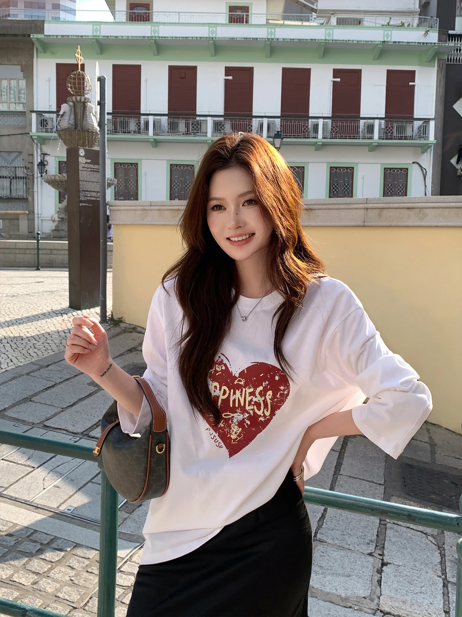 Pusumede Pure Cotton Long Sleeve T-Shirt Women's Loose round Neck Base Shirt Inner Wear Top Casual Style Standard Fit