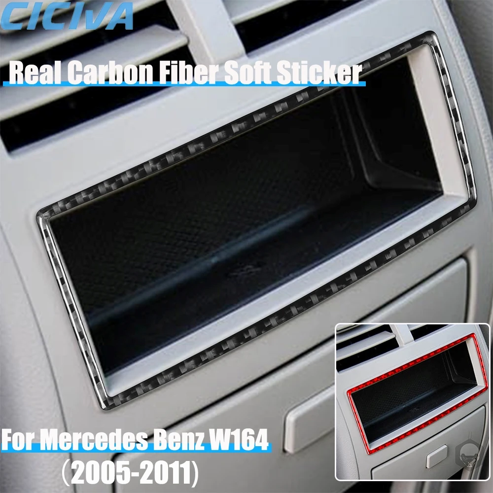 

Real Carbon Fiber Car Accessories Rear Center Storage Frame Trim Cover Soft Sticker For Mercedes Benz M Class W164 2005-2011