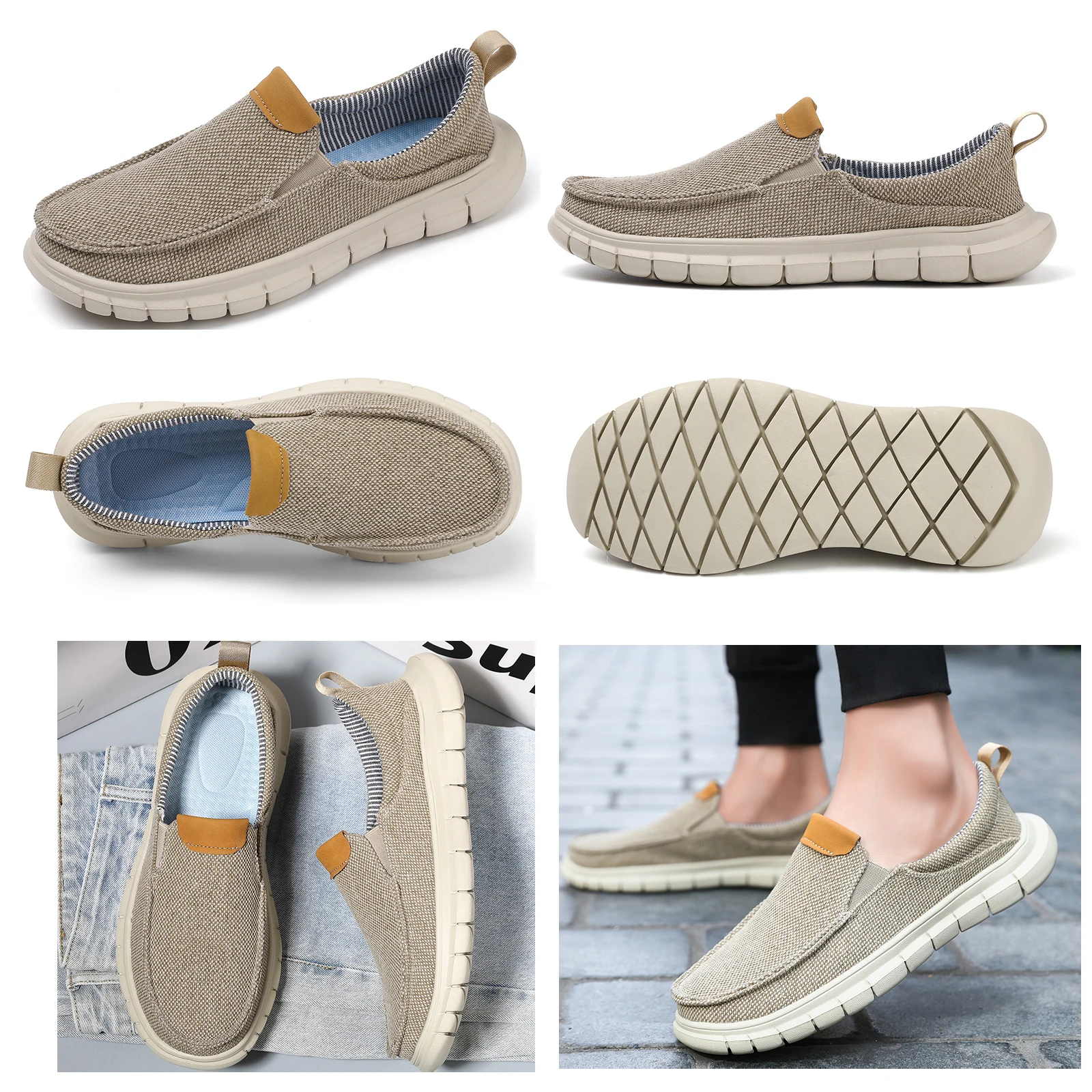 

Slip on Canvas Dude Shoes for Men Soft Comfort Slip-ons Summer Breathable Mesh Shoes Support Dropshipping
