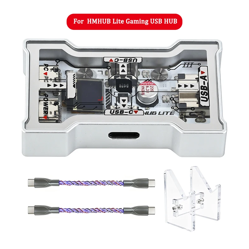 HMHUB Lite Gaming USB HUB 2-To-3 Port Extender 8K Hz High Speed OLED Display With Button Control Optional For HMHUB